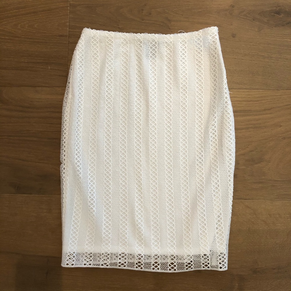 White lace midi Aqua skirt NWOT